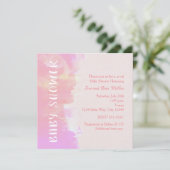 Invitation rose tropical aquarelle pour Baby Showe (Debout devant)