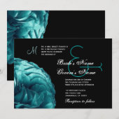 Invitation Rose Turquoise Blue Frilly (Devant / Derrière)