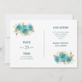 Invitation Rose turquoise et Turquoise Dîner de répétition él (Dos)
