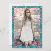 Invitation Rose Turquoise Or Floral SURPRISE Sweet 16 (Dos)