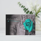 Invitation Rose Turquoise simple Fond vers Mariage noir (Debout devant)
