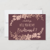 Invitation Rose Typographie or Floral burgundy bridesmaid (Devant)