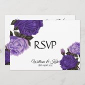 Invitation Rose ultra violet double face Mariage RSVP (Devant / Derrière)