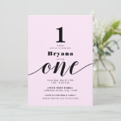 Invitation Rose UN 1ER Anniversaire Photo N'importe quelle co (Debout devant)