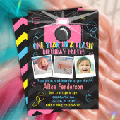 Invitation Rose un an dans un flash photo d'anniversaire prem