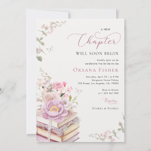 Invitation Rose un nouveau chapitre commence la Fête des mari (Devant)