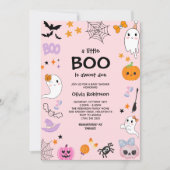 Invitation Rose Un Petit Boo Cute Ghost Baby shower Halloween (Devant)