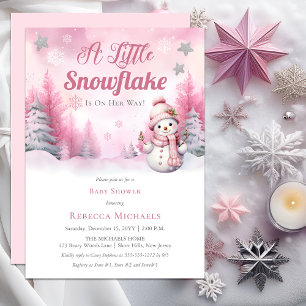 Invitation Rose Un Petit Feu De Neige   Baby shower Fille de 