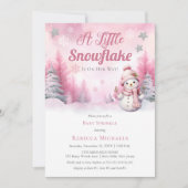 Invitation Rose Un Petit Feu De Neige | Sprinkle Fille de nei (Devant)