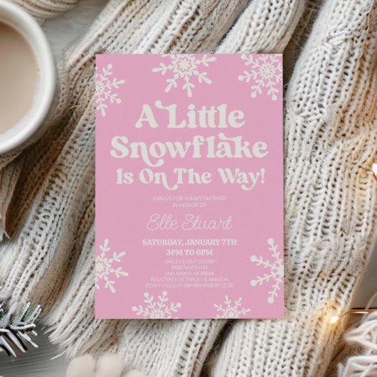 Invitation Rose Un Petit Flocon De Neige Est En Route ! Baby 