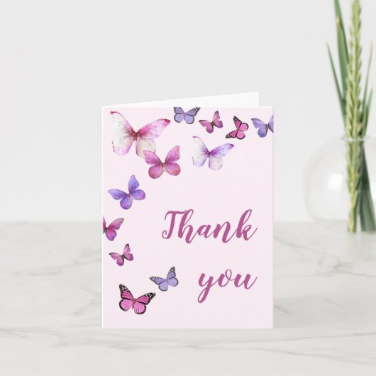 Invitation Rose Un Petit Papillon Blanc À L'Intérieur (Devant)