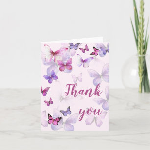 Invitation Rose Un Petit Papillon Blanc À L'Intérieur