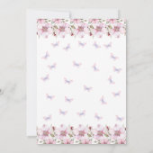 Invitation Rose Un Petit Papillon Fille Baby shower Floral (Dos)