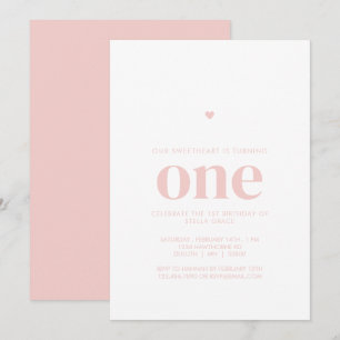 Invitation Rose Une Chérie Premier Anniversaire