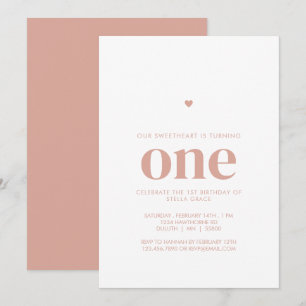 Invitation Rose Une Chérie Premier Anniversaire