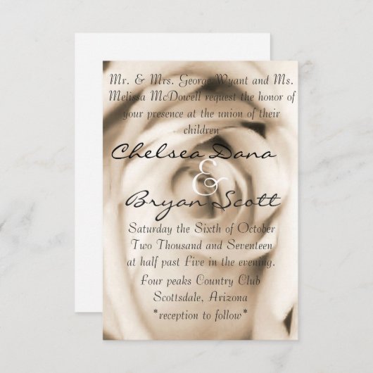 Invitation Rose Vanilla (Devant / Derrière)