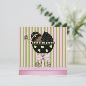 Invitation Rose Vert Africain Américain bébé Douche fille (Debout devant)