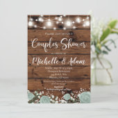 Invitation Rose vert Couples Douche rustique Pays (Debout devant)