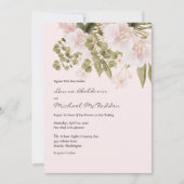 Invitation Rose, Vert, Elégant Boho Style Mariage Invi (Devant)