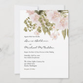 Invitation Rose, Vert, Elégant Boho Style Mariage Invi (Devant)