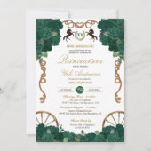 Invitation Rose vert Floral Pays Ouest Quinceanera (Devant)