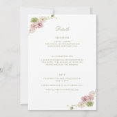 Invitation Rose Vert Floral Robe de Mariée Intégrée (Dos)