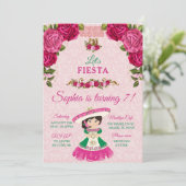 Invitation Rose & Vert Floral Rose mignonne fille Turl 7 (Debout devant)