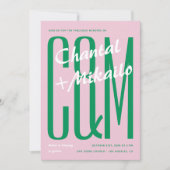 Invitation Rose vert grand monogramme Créatif Bold Mariage am (Devant)