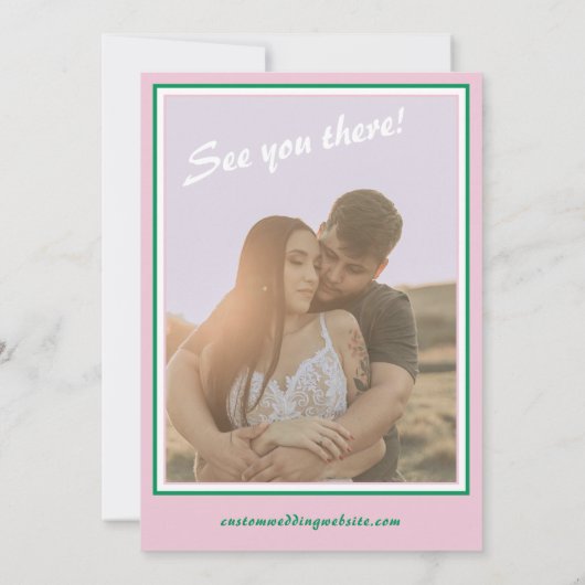 Invitation Rose vert grand monogramme Créatif Bold Mariage am (Dos)