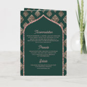 Invitation Rose vert or Damask Arch QR Code Musulman Mariage (Dos)