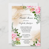 Invitation Rose Vert or Fête des mariées élégante Florale (Devant)