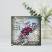 Invitation Rose victorien Ephemera Sweet sixteen (Debout devant)