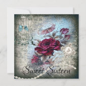 Invitation Rose victorien Ephemera Sweet sixteen (Devant)
