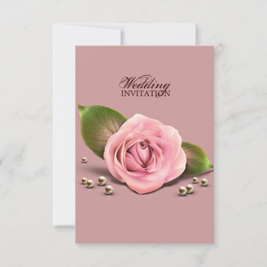 Invitation rose victorien poussiéreux fleur dusky rose mariag (Devant)