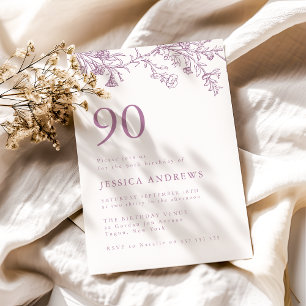 Invitation Rose victorien vintage Dusty 90e anniversaire