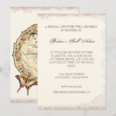 Invitation rose victorienne Antiqued de Fête de la (Devant / Derrière)