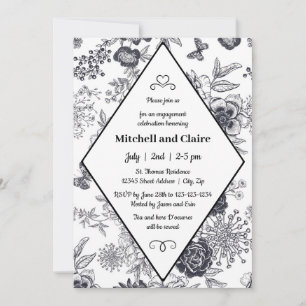 Invitation Rose Victorienne - Fête de Fiançailles