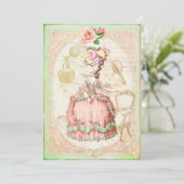 Invitation rose victorienne vintage de fête (Debout devant)