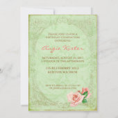 Invitation rose victorienne vintage de fête (Dos)