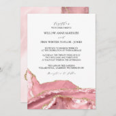 Invitation Rose vif Agate Mariage moderne (Devant / Derrière)