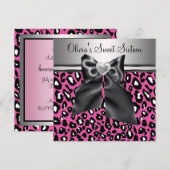 Invitation Rose vif Léopard Anniversaire Sweet Sixteen (Devant / Derrière)