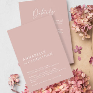 Invitation Rose vif Minimal simple détails Mariage QR Code