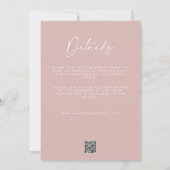 Invitation Rose vif Minimal simple détails Mariage QR Code (Dos)