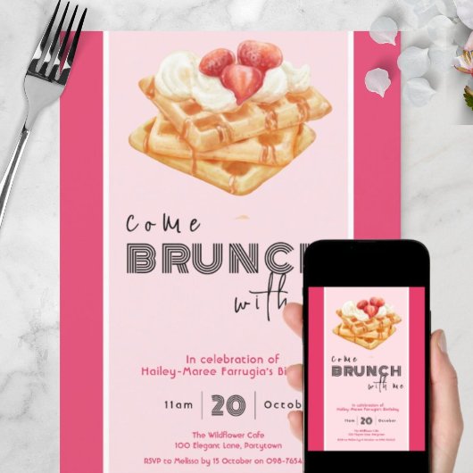 Invitation rose vif pour venir bruncher avec moi