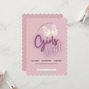 Invitation Rose vif, soirée cinéma douche nuptiale