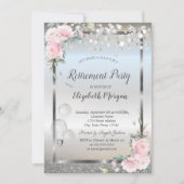 Invitation Rose Vin Verre Ballons Parties scintillant retrait (Devant)