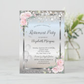 Invitation Rose Vin Verre Ballons Parties scintillant retrait (Debout devant)