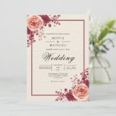 Invitation Rose Vine Romantique Arc Mariage (Debout devant)