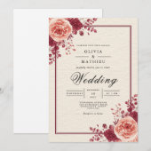 Invitation Rose Vine Romantique Arc Mariage (Devant / Derrière)