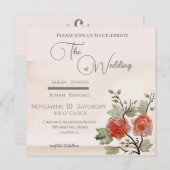Invitation Rose vintage (Devant / Derrière)